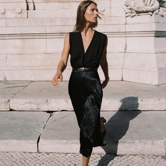 Zara Dresses & Skirts - ZARA BELTED COMBINATION MIDI DRESS